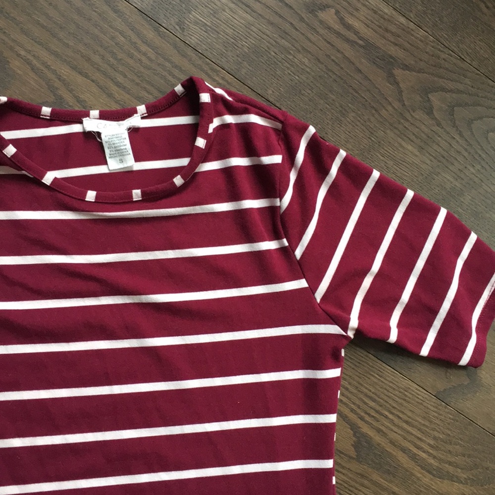 Capella Striped Burgundy Bodycon Dress - Picture 4 of 8